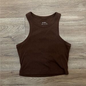 Brown Sleeveless Crop Top